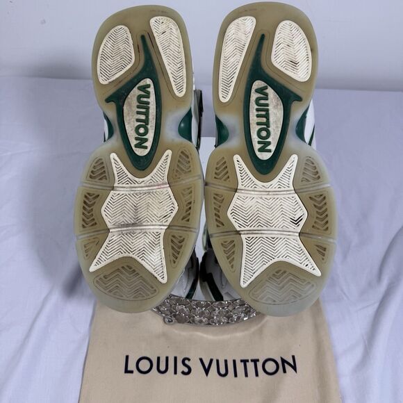 Louis Vuitton Trainer 2 Sneakers Boot White Green size USA 9 Vintage Basketball - Picture 10 of 11